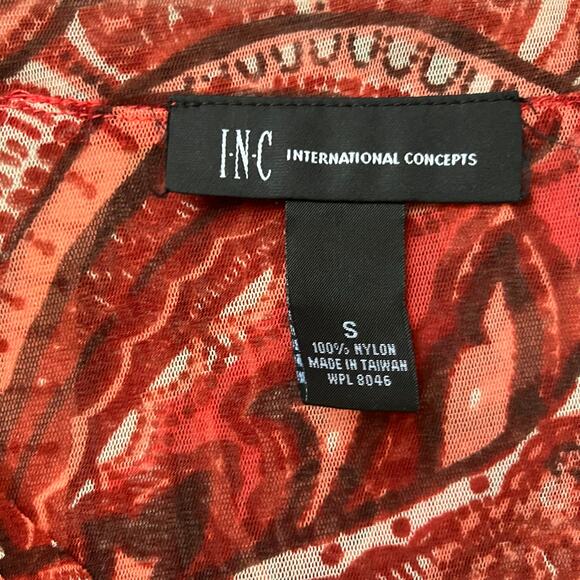 Red groovy paisley bohemian Y2K v neck blouse with 3/4 sleeves fairycore hippie - Picture 8 of 8